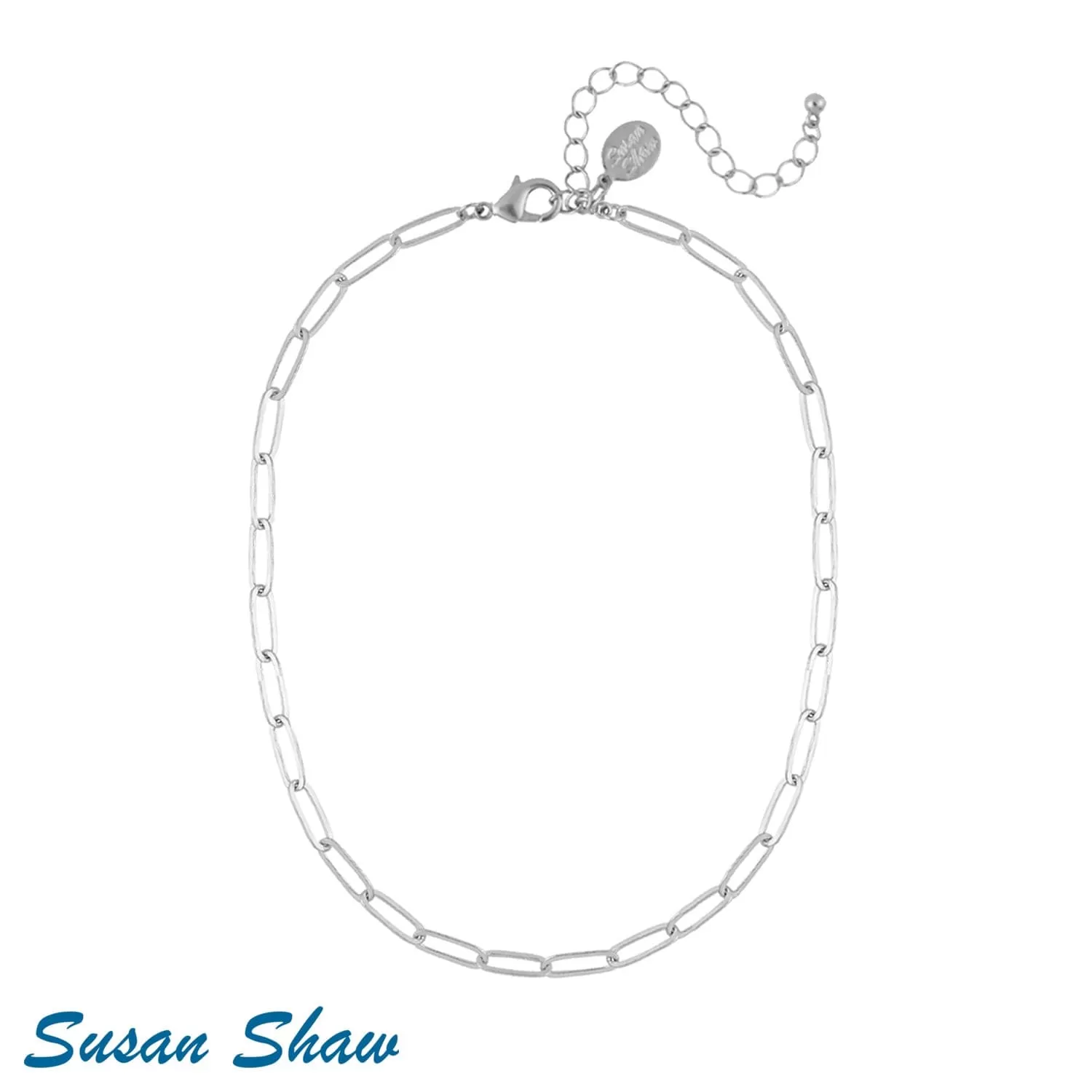 Susan Shaw Small Paperclip Necklace In Silver