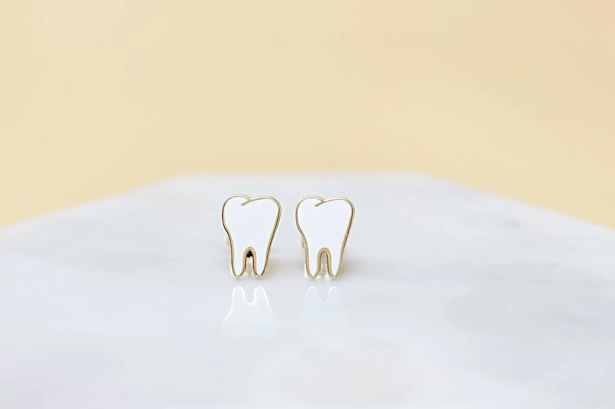 Teeth Earrings - Gold plated studs