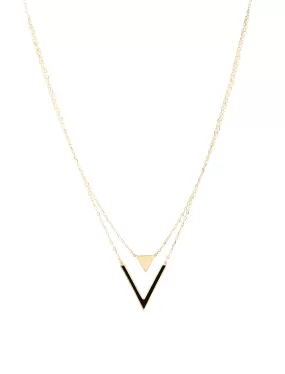 Two-Tiered 18k Gold Enamel Pendant Necklace