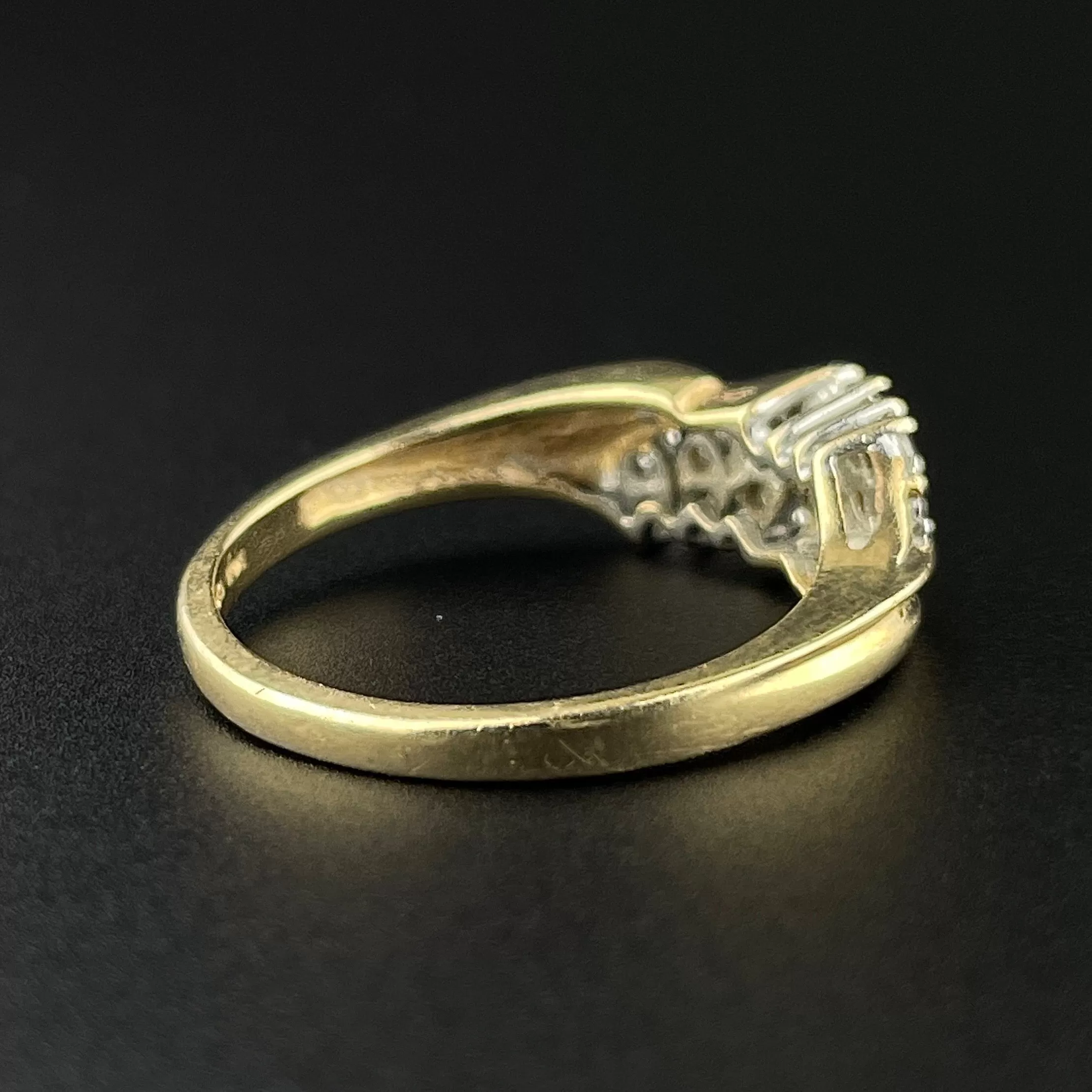 Vintage 14K Gold Diamond Bypass Ring, Sz 6 3/4