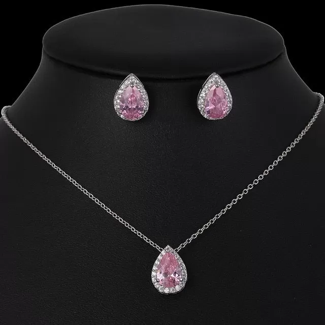 Water Drop Cubic Zircon Jewelry Set inlay Luxury Crystal