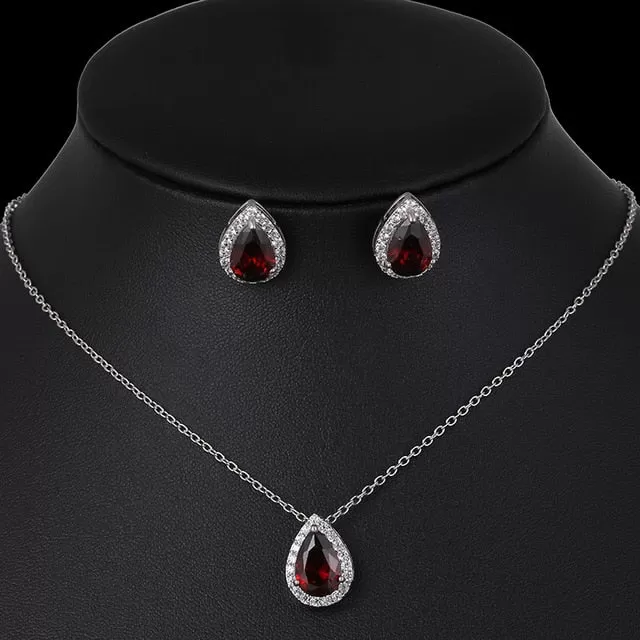 Water Drop Cubic Zircon Jewelry Set inlay Luxury Crystal