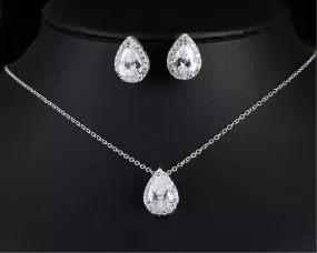 Water Drop Cubic Zircon Jewelry Set inlay Luxury Crystal