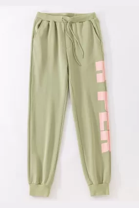 Youth | Half Face Green Joggers